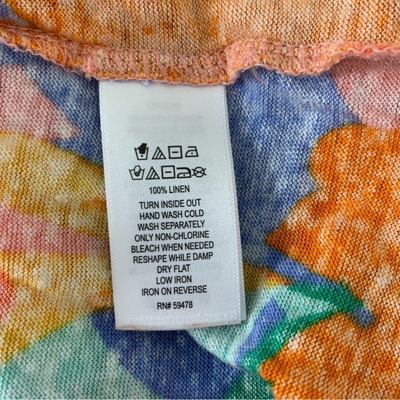 Joie 100% Linen Top Women’s 1X Colorful V Neck Short Sleeve Lightweight Coastal - Picture 14 of 16